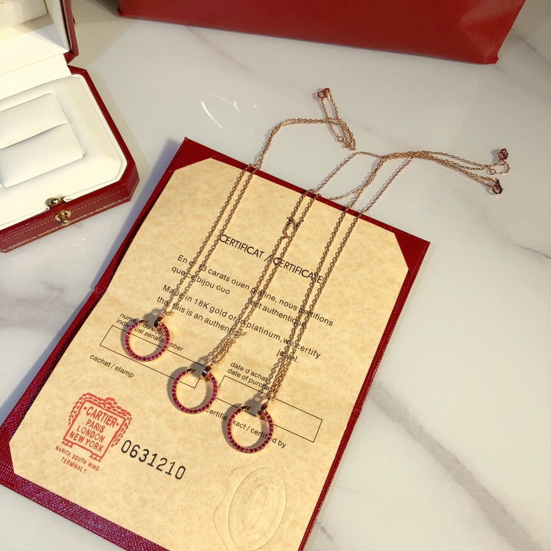 [Marin-Jewelry]JUSTE NECKLACE GOLD RED DIAMONDS