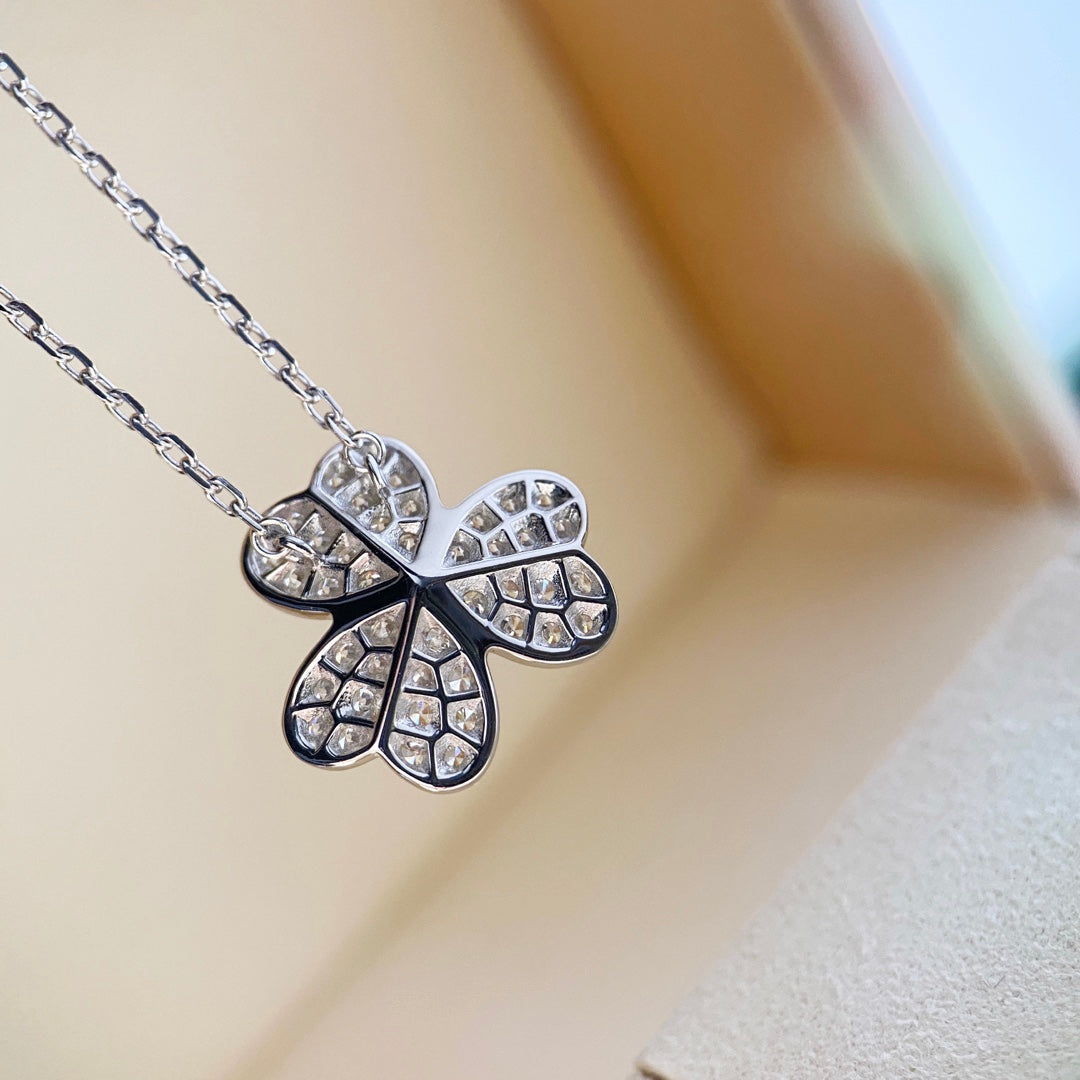 [Marin-Jewelry]CLOVER DIAMOND NECKLACE SILVER