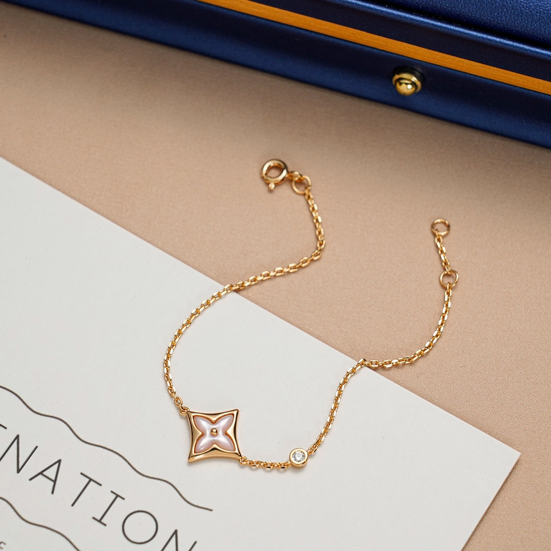 [Marin-Jewelry]STAR 1 DIAMOND PINK GOLD BRACELET
