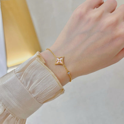 [Marin-Jewelry]STAR 1 DIAMOND PINK GOLD BRACELET