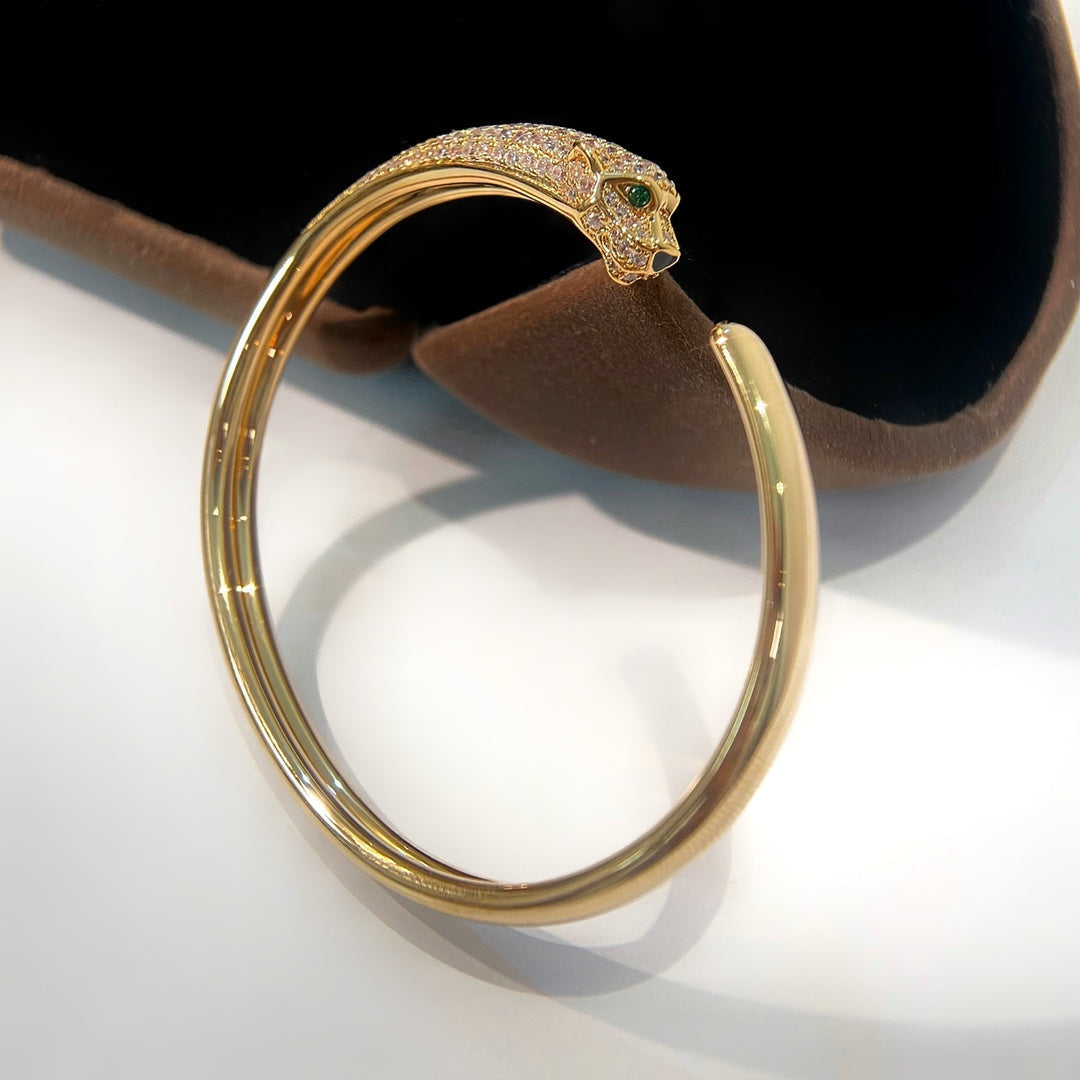 [Marin-Jewelry]PANTHERE GOLD DIAMOND OPEN BRACELET