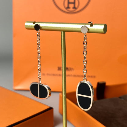 [Marin-Jewelry]CHAINE VERSO BLACK CERAMIC EARRINGS