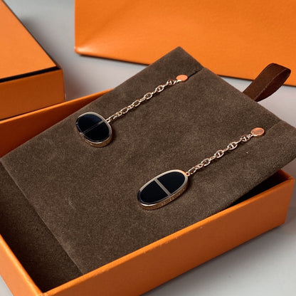 [Marin-Jewelry]CHAINE VERSO BLACK CERAMIC EARRINGS