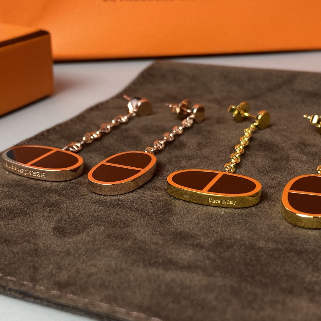 [Marin-Jewelry]CHAINE VERSO BLACK CERAMIC EARRINGS