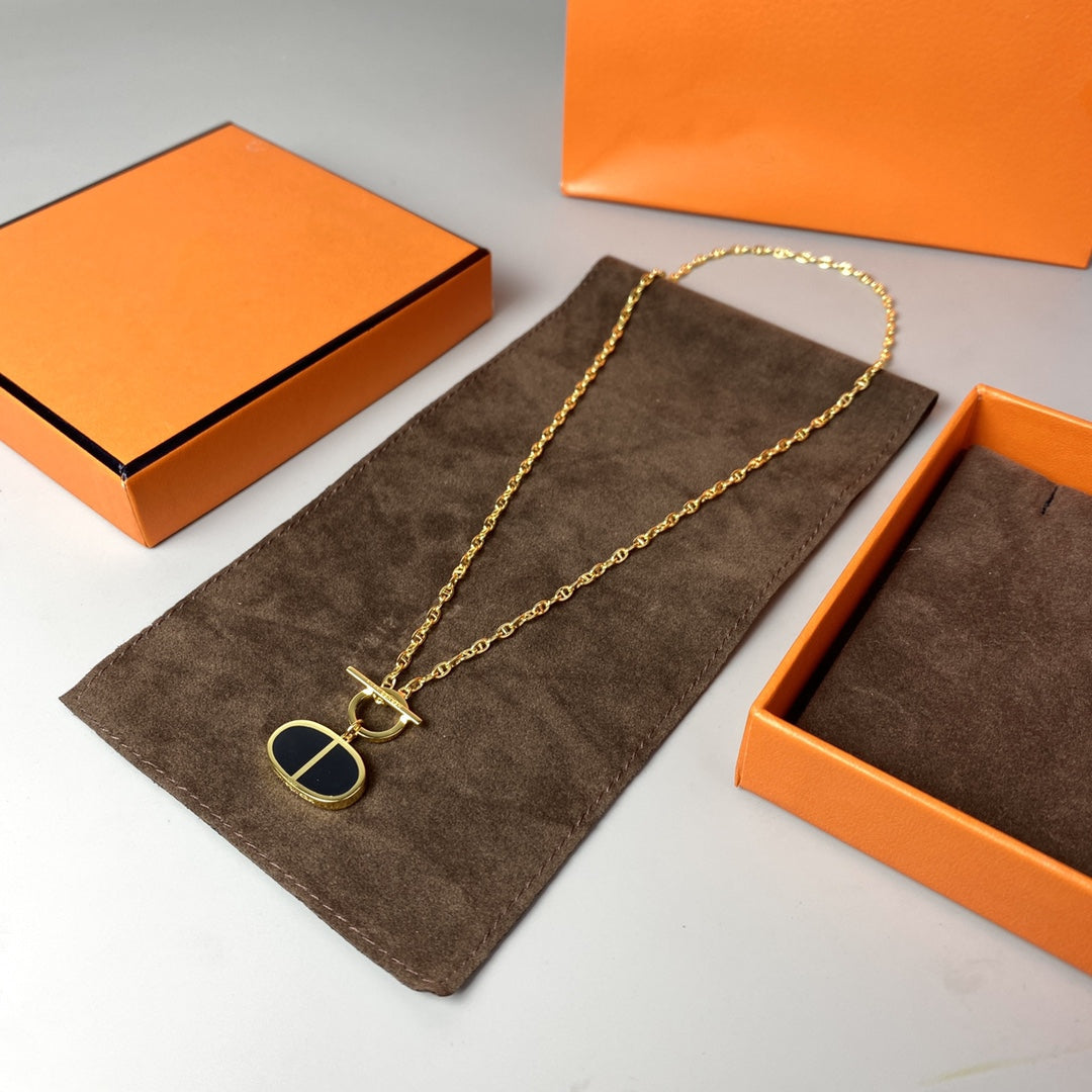 [Marin-Jewelry]CHAINE VERSO BLACK CERAMIC NECKLACE