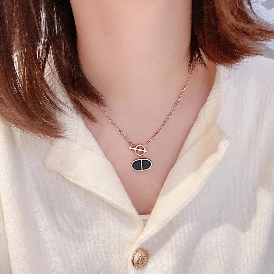[Marin-Jewelry]CHAINE VERSO BLACK CERAMIC NECKLACE
