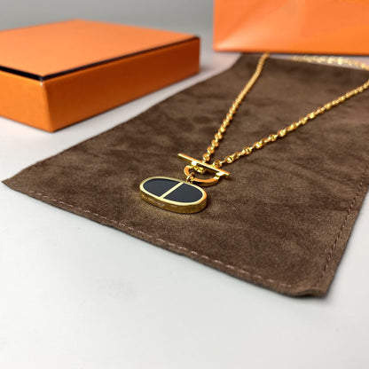 [Marin-Jewelry]CHAINE VERSO BLACK CERAMIC NECKLACE