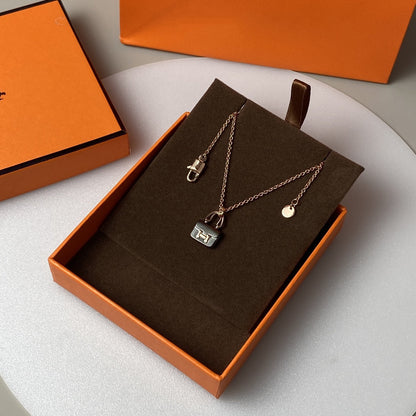 [Marin-Jewelry]CONSTANCE BLACK PEDANT PINK GOLD NECKLACE