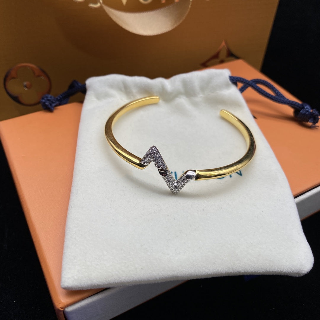 [Marin-Jewelry]VOLTE UPSITE DOWN DIAMOND GOLD OPEN BRACELET