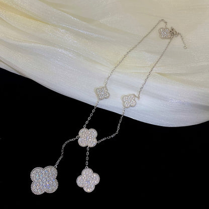 [Marin-Jewelry]CLOVER 5 MOTIFS SILVER DIAMONDS NECKLACE