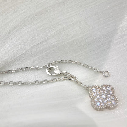 [Marin-Jewelry]CLOVER 5 MOTIFS SILVER DIAMONDS NECKLACE