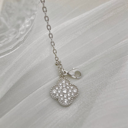 [Marin-Jewelry]CLOVER 5 MOTIFS SILVER DIAMONDS NECKLACE