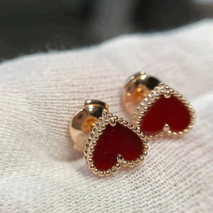 [Marin-Jewelry]HEART CARNELIAN STUD EARRINGS