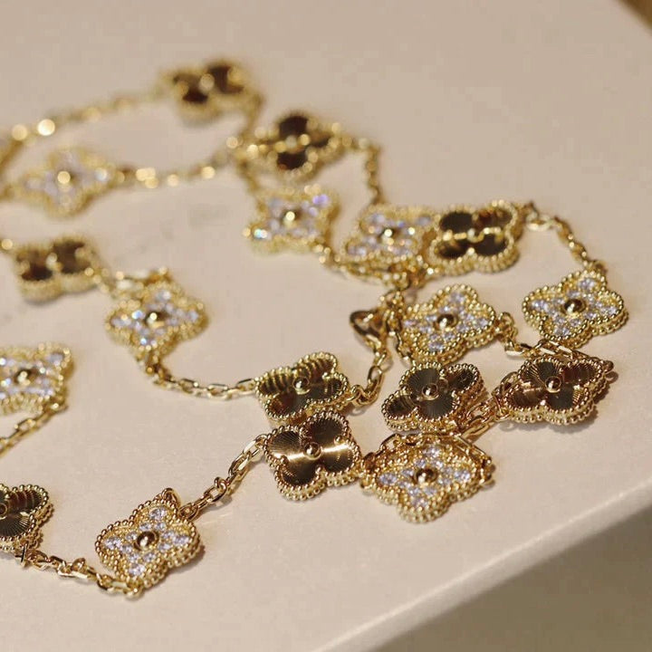 [Marin-Jewelry]CLOVER 20 MOTIFS LASER DIAMOND NECKLACE