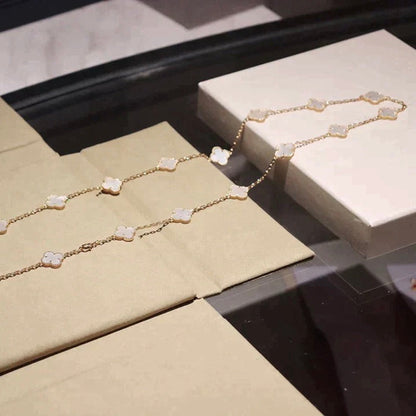 [Marin-Jewelry]CLOVER 20 MOTIFS WHITE MOP NECKLACE