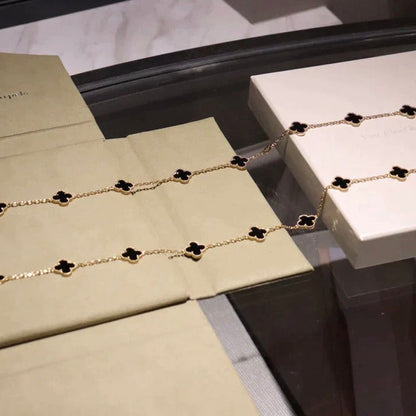 [Marin-Jewelry]CLOVER 20 MOTIFS ONYX NECKLACE