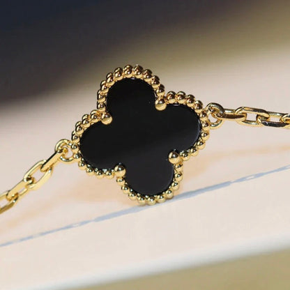 [Marin-Jewelry]CLOVER 20 MOTIFS ONYX NECKLACE