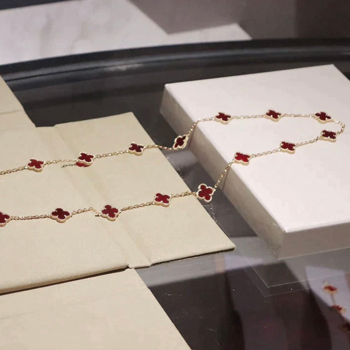 [Marin-Jewelry]CLOVER 20 MOTIFS CARNELIAN NECKLACE