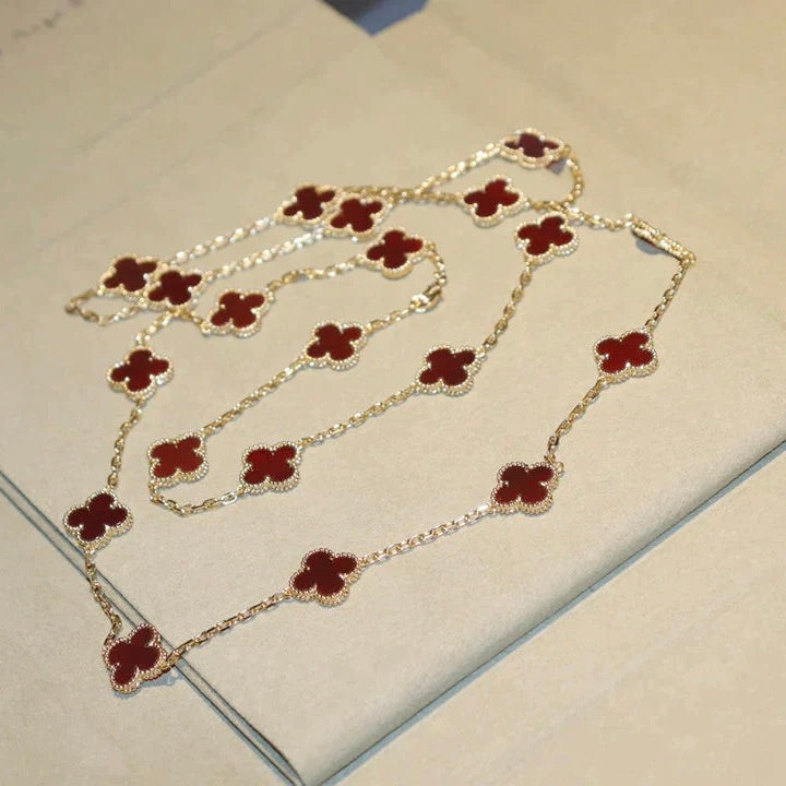 [Marin-Jewelry]CLOVER 20 MOTIFS CARNELIAN NECKLACE
