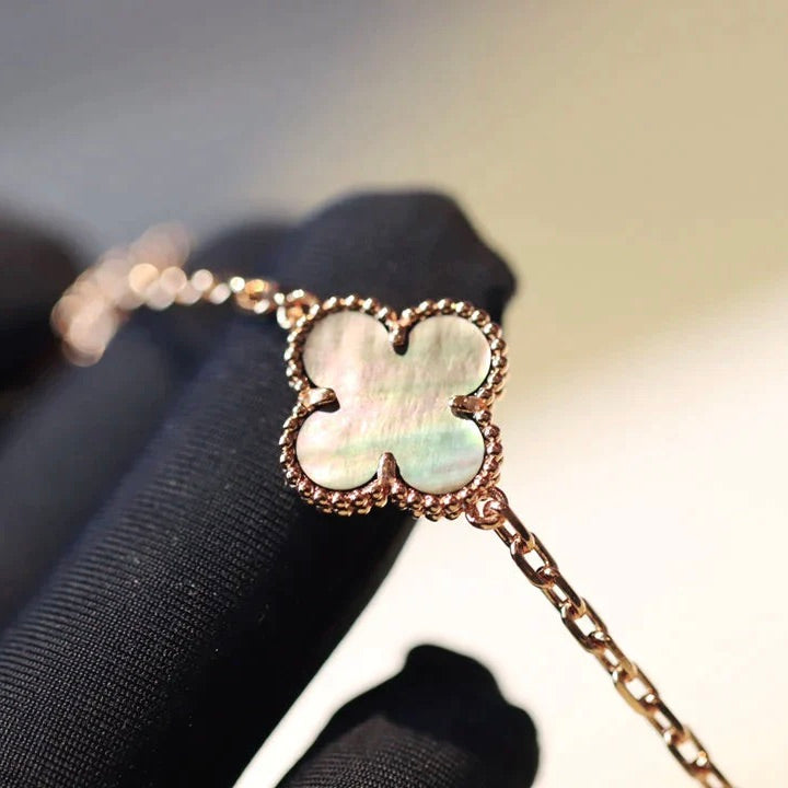 [Marin-Jewelry]CLOVER 20 MOTIFS DARK MOP DIAMOND  NECKLACE