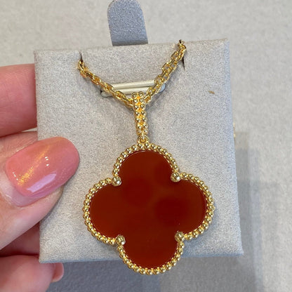 [Marin-Jewelry]CLOVER 25MM NECKLACE GOLD CARNELIAN