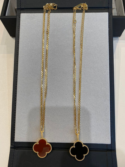 [Marin-Jewelry]CLOVER 25MM NECKLACE GOLD CARNELIAN