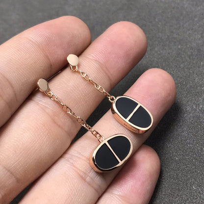 [Marin-Jewelry]CHAINE VERSO BLACK CERAMIC SILVER EARRINGS