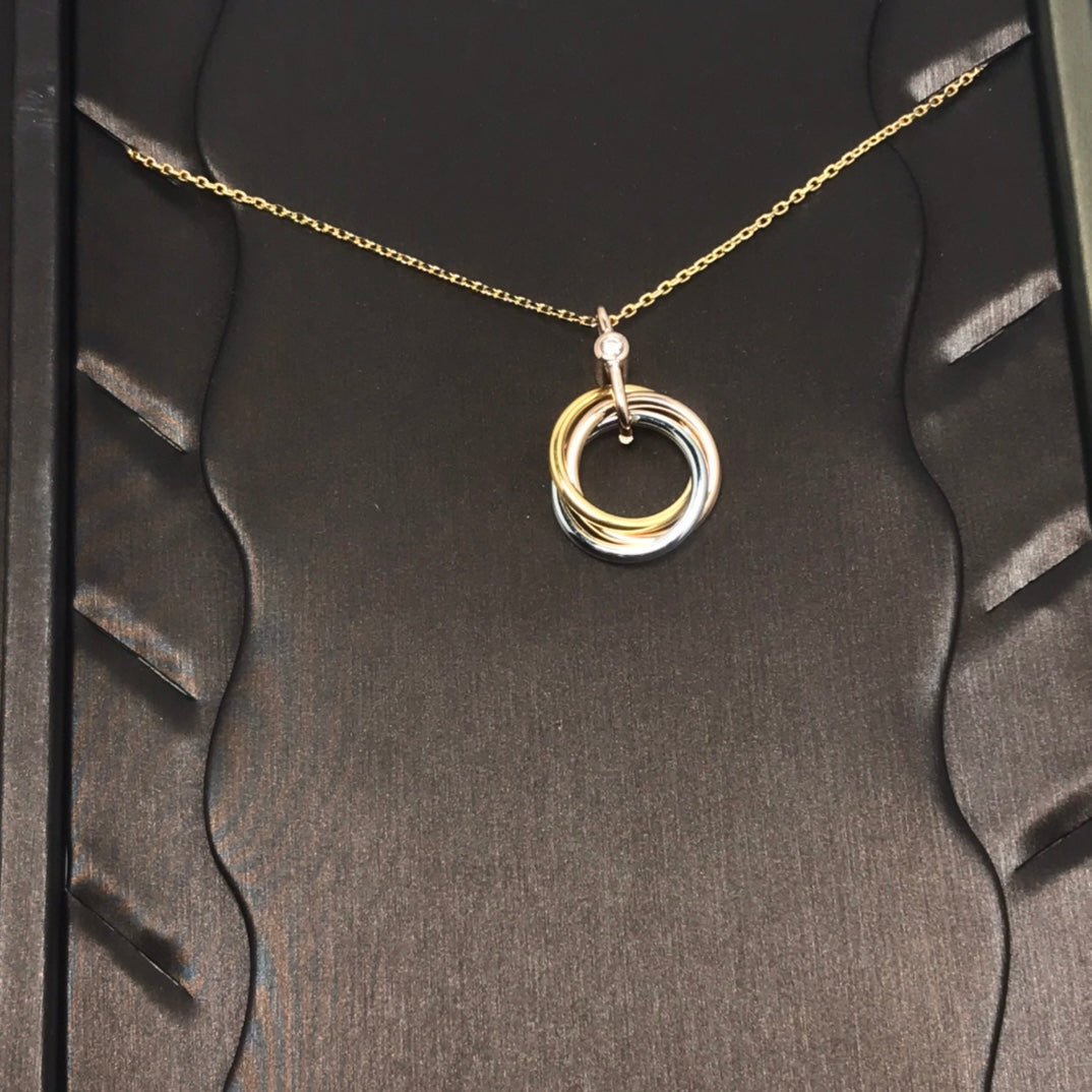 [Marin-Jewelry]TRINITY SILVER GOLD PINK GOLD NECKLACE
