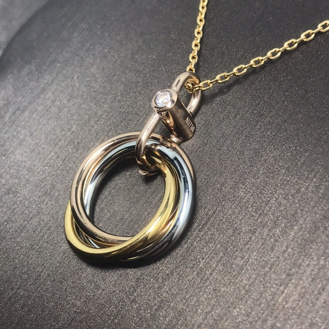 [Marin-Jewelry]TRINITY SILVER GOLD PINK GOLD NECKLACE