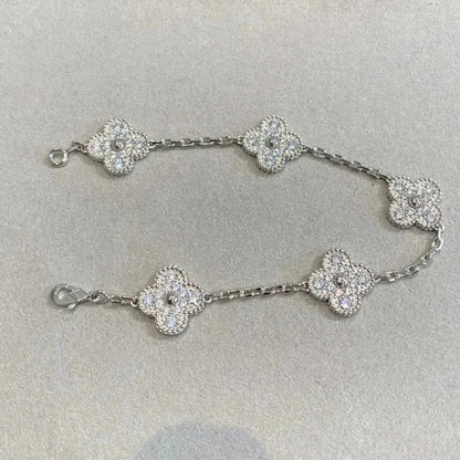 [Marin-Jewelry] CLOVER 5 MOTIF FULL DIAMOND BRACELET COLLECTION