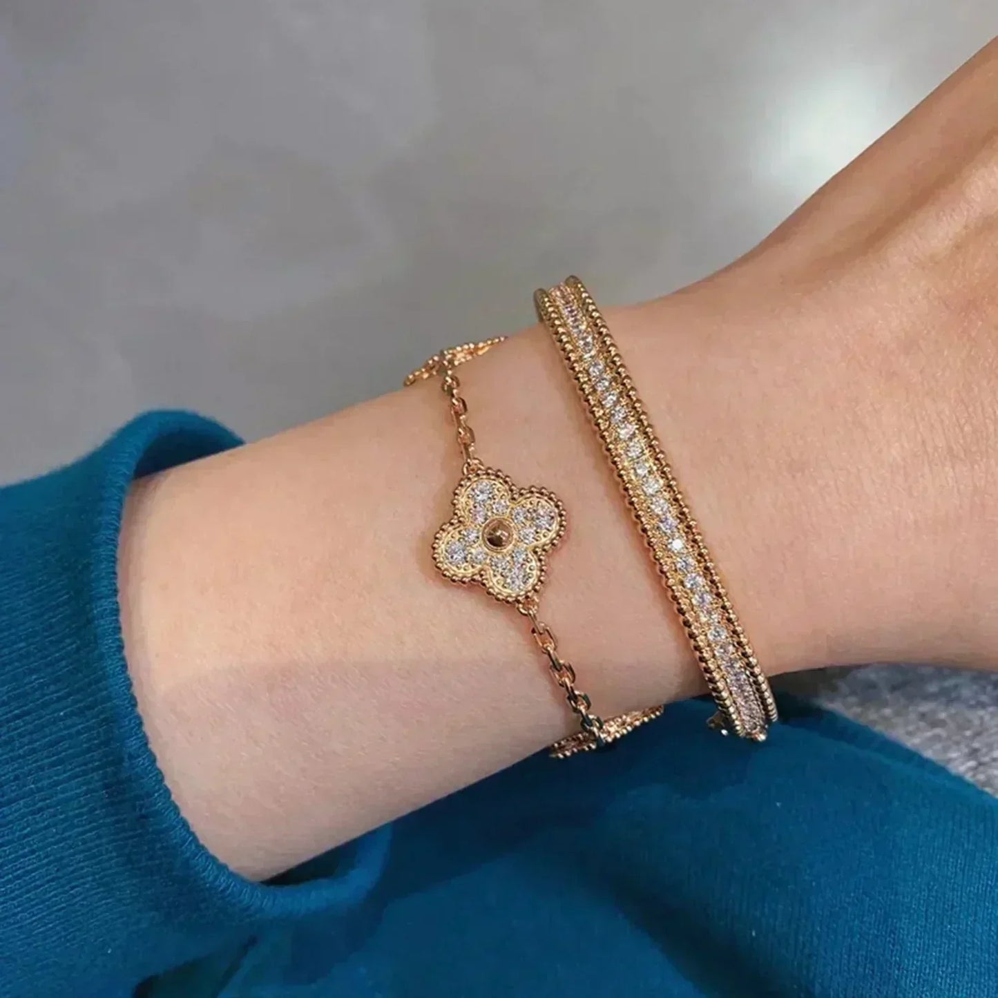 [Marin-Jewelry] CLOVER 5 MOTIF FULL DIAMOND BRACELET COLLECTION