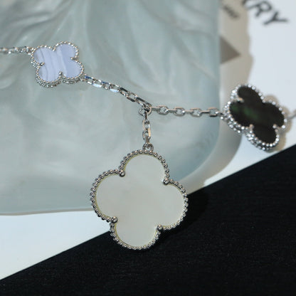 [Marin-Jewelry]CLOVER BRACELET 5 MOTIFS MOP CHALCEDONY SILVER