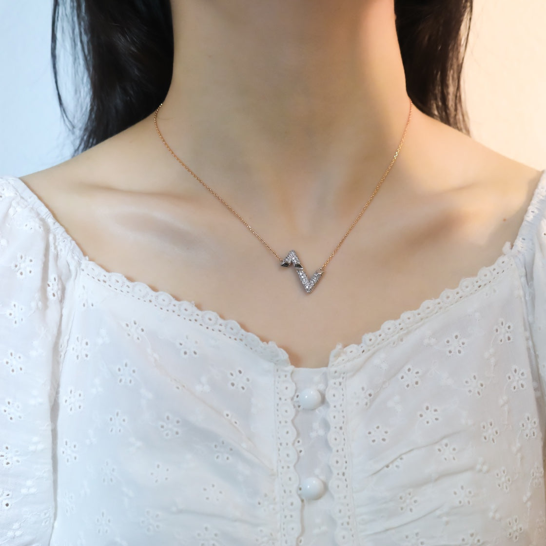 [Marin-Jewelry]VOLT SILVER DIAMOND PEDANT NECKLACE