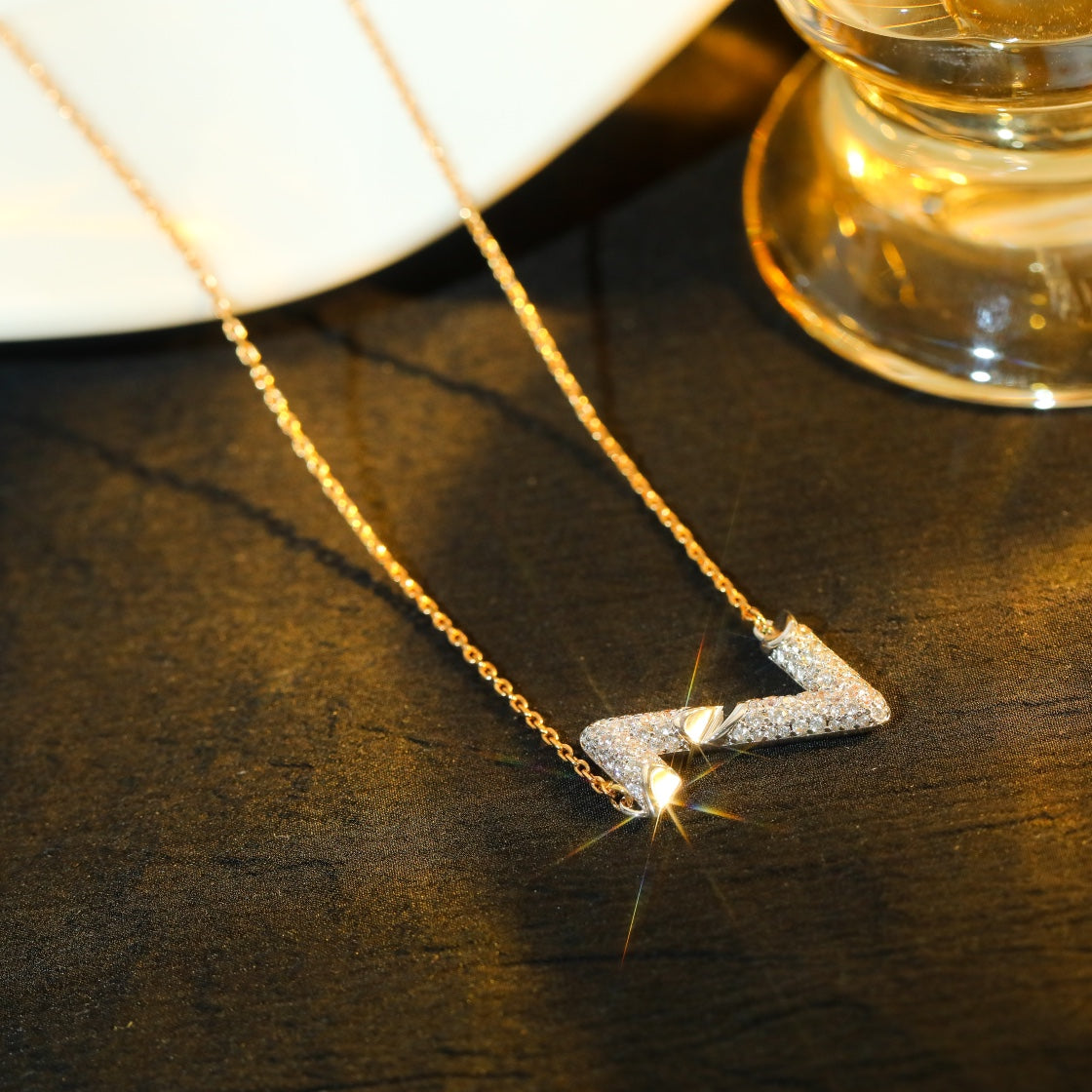 [Marin-Jewelry]VOLT SILVER DIAMOND PEDANT NECKLACE