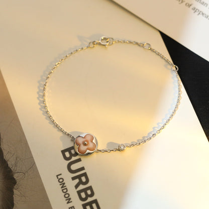 [Marin-Jewelry]SUN MOTIF PINK MOP SILVER BRACELET