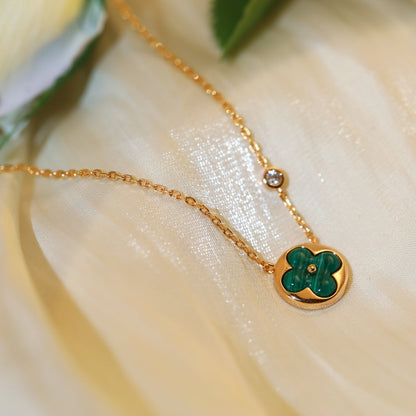 [Marin-Jewelry]SUN PEDANT PINK GOLD 1 DIAMOND NECKLACE