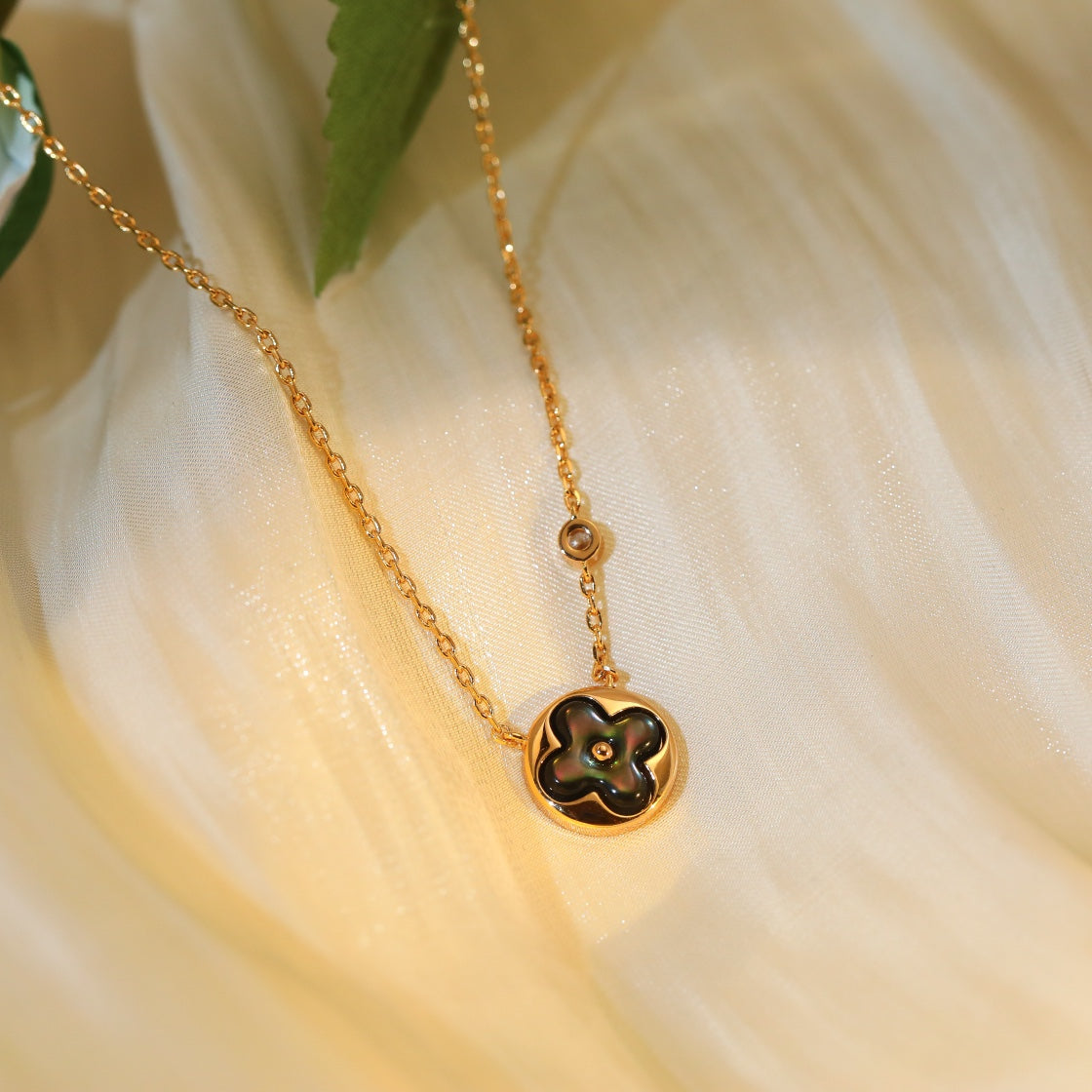 [Marin-Jewelry]SUN PEDANT PINK GOLD 1 DIAMOND NECKLACE