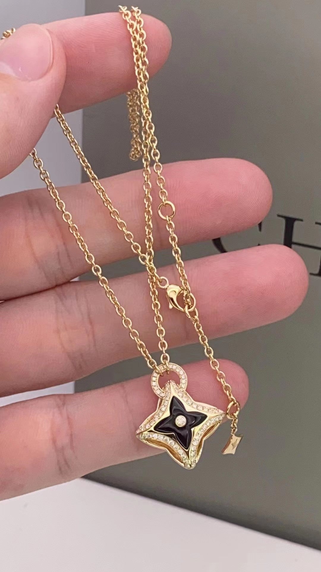 [Marin-Jewelry]STAR PEDANT PINK GOLD DIAMOND NECKLACE