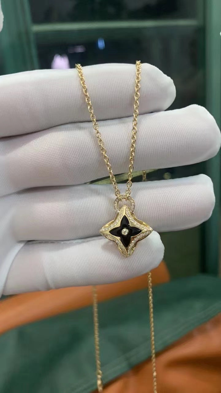 [Marin-Jewelry]STAR PEDANT PINK GOLD DIAMOND NECKLACE