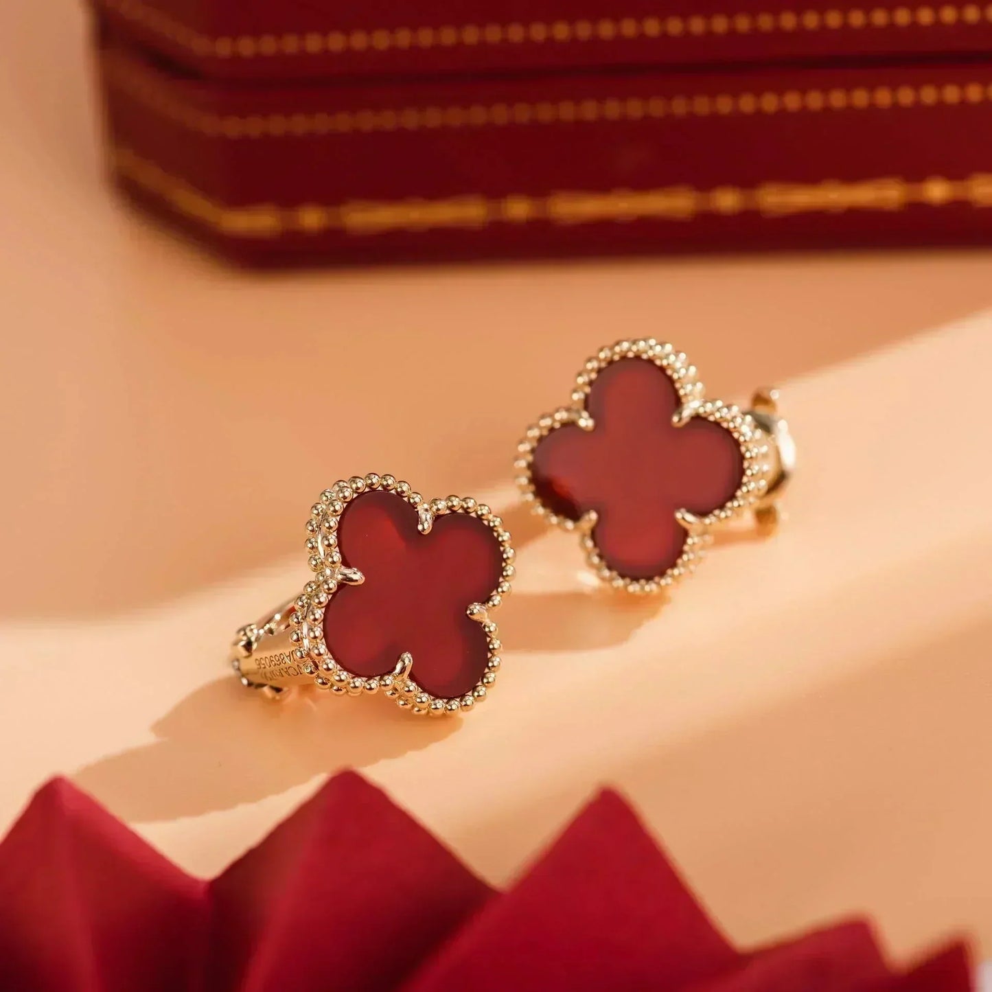 [Marin-Jewelry]CLOVER MEDIUM 1 MOTIFS CARNELIAN  EARRINGS