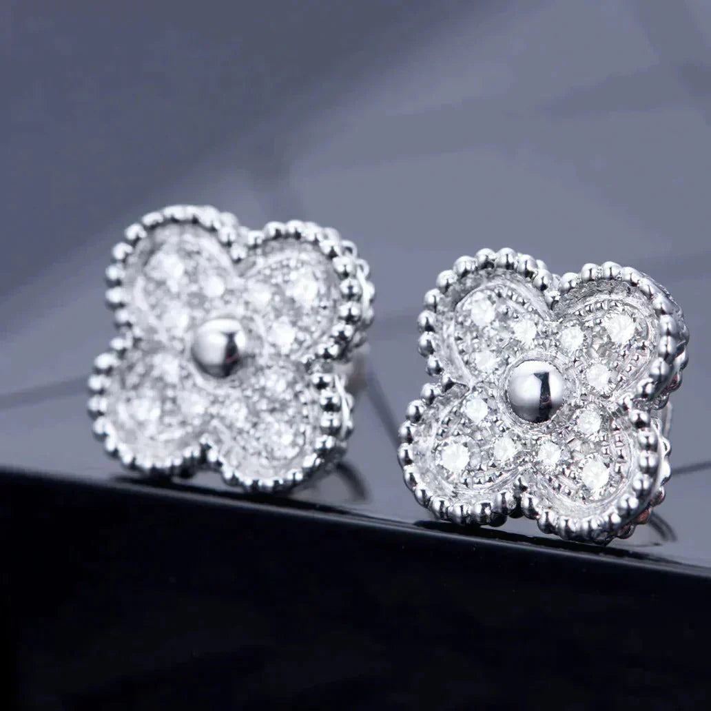 [Marin-Jewelry]CLOVER 1 MOTIFS DIAMOND STUD EARRINGS SILVER