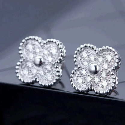 [Marin-Jewelry]CLOVER 1 MOTIFS DIAMOND STUD EARRINGS SILVER
