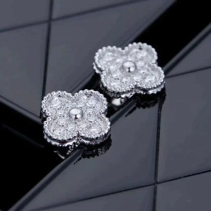 [Marin-Jewelry]CLOVER 1 MOTIFS DIAMOND STUD EARRINGS SILVER