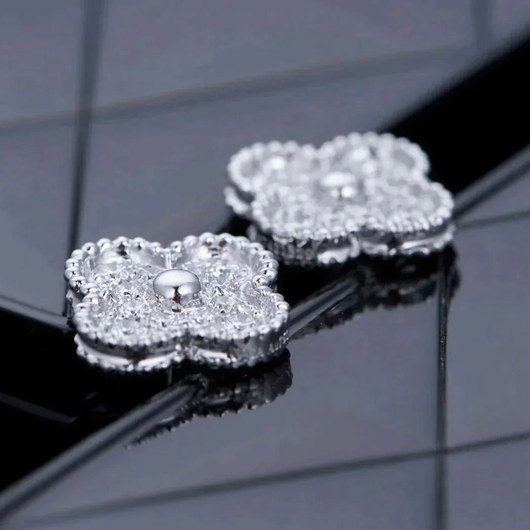 [Marin-Jewelry]CLOVER 1 MOTIFS DIAMOND STUD EARRINGS SILVER