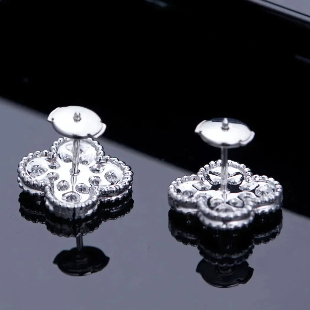 [Marin-Jewelry]CLOVER 1 MOTIFS DIAMOND STUD EARRINGS SILVER