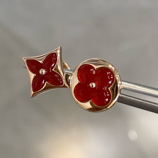 [Marin-Jewelry]STAR AND SUN PINK GOLD CARNELIAN STUD EARRINGS