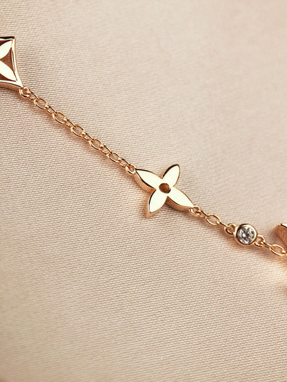 [Marin-Jewelry]STAR AND SUN 7 MOTIFS GOLD BRACELET