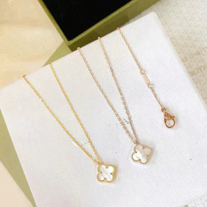 [Marin-Jewelry]CLOVER MINI 9.5MM WHITE MOTHER-OF-PEARL NECKLACE
