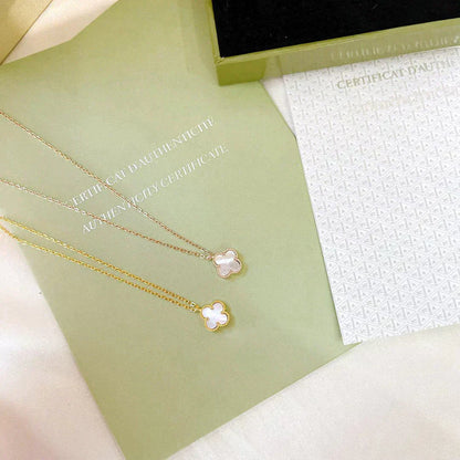 [Marin-Jewelry]CLOVER MINI 9.5MM WHITE MOTHER-OF-PEARL NECKLACE
