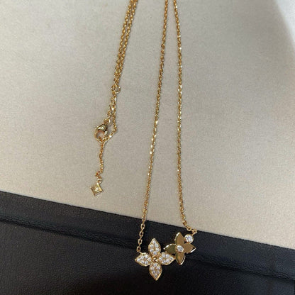[Marin-Jewelry]STAR BLOSSOM NECKLACE PINK GOLD DIAMONDS
